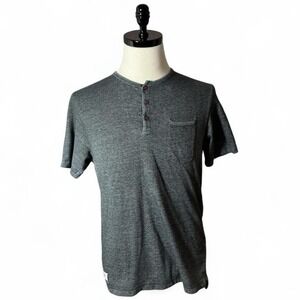 Five Four Mens Gray Henley T-Shirt Short‎ Sleeve Casual Top